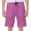 Hot Pink Pineapple Pattern Print Men's Beach Shorts