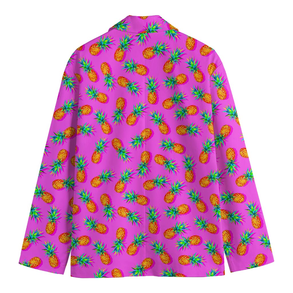 Hot Pink Pineapple Pattern Print Men's Blazer