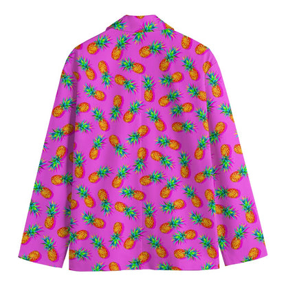 Hot Pink Pineapple Pattern Print Men's Blazer