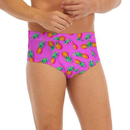 Hot Pink Pineapple Pattern Print Men's Briefs