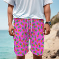 Hot Pink Pineapple Pattern Print Men's Cargo Shorts