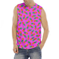 Hot Pink Pineapple Pattern Print Men's Fitness Tank Top