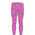 Hot Pink Pineapple Pattern Print Men's Leggings