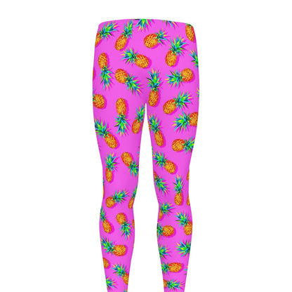 Hot Pink Pineapple Pattern Print Men's leggings