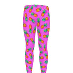 Hot Pink Pineapple Pattern Print Men's leggings