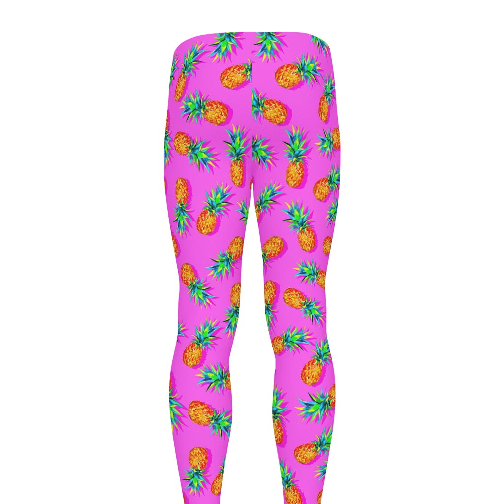Hot Pink Pineapple Pattern Print Men's leggings