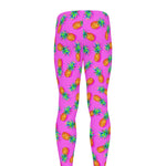 Hot Pink Pineapple Pattern Print Men's leggings