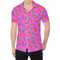 Hot Pink Pineapple Pattern Print Men's Shirt