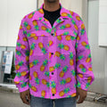 Hot Pink Pineapple Pattern Print Men's Shirt Jacket