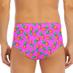Hot Pink Pineapple Pattern Print Men's Triangle Swim Briefs