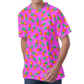 Hot Pink Pineapple Pattern Print Men's Velvet T-Shirt