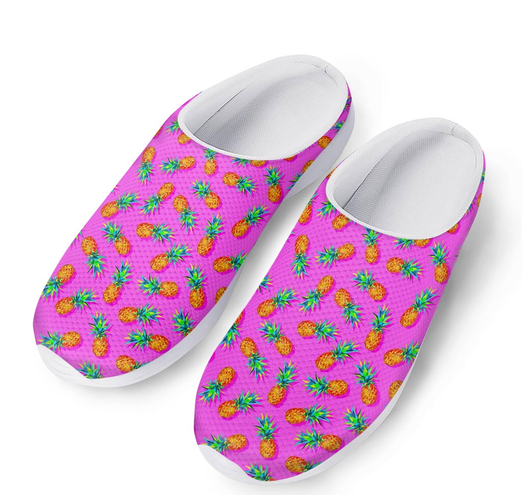 Hot Pink Pineapple Pattern Print Mesh Casual Shoes