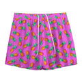 Hot Pink Pineapple Pattern Print Mesh Shorts