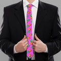 Hot Pink Pineapple Pattern Print Necktie