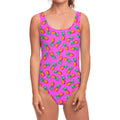 Hot Pink Pineapple Pattern Print One Piece Swimsuit