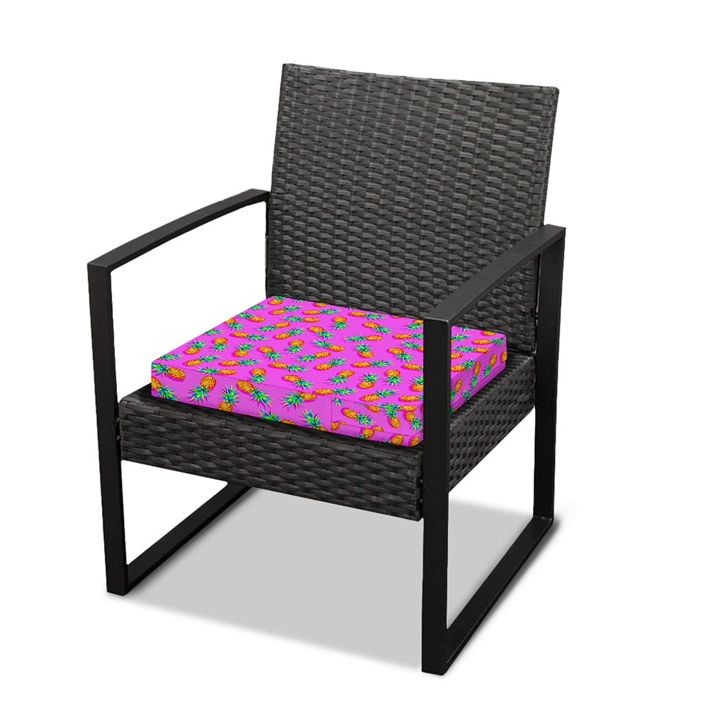 Hot Pink Pineapple Pattern Print Outdoor Seat Cushion Cover