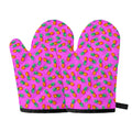 Hot Pink Pineapple Pattern Print Oven Mitts