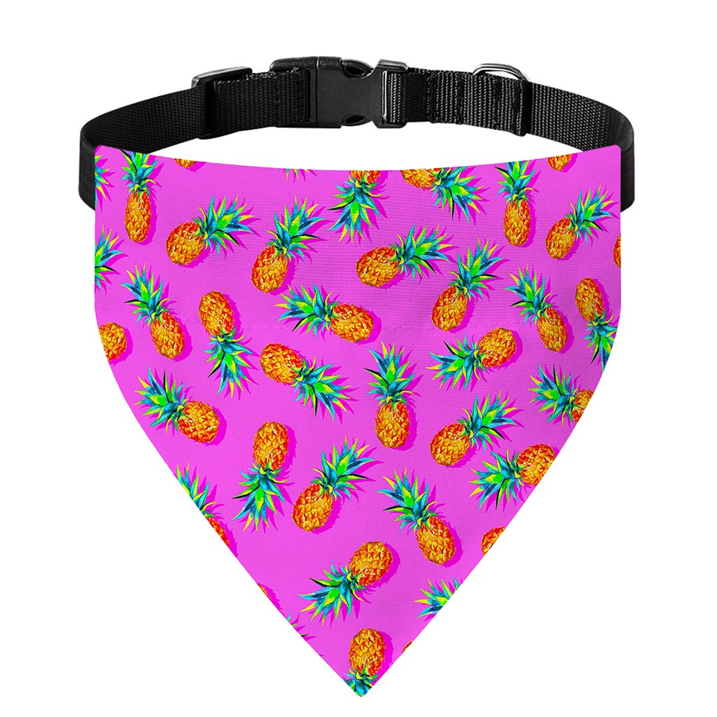 Hot Pink Pineapple Pattern Print Over The Collar Dog Bandana