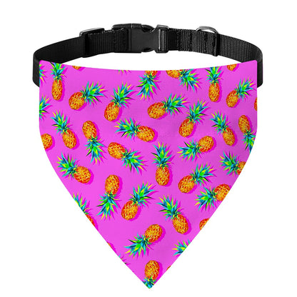 Hot Pink Pineapple Pattern Print Over The Collar Dog Bandana