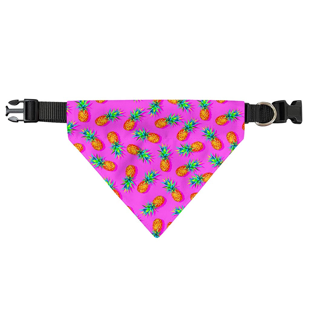 Hot Pink Pineapple Pattern Print Over The Collar Dog Bandana