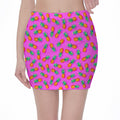 Hot Pink Pineapple Pattern Print Pencil Mini Skirt