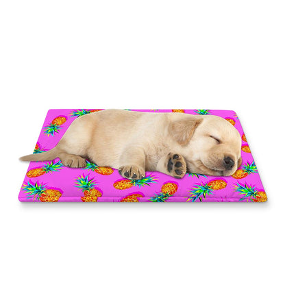 Hot Pink Pineapple Pattern Print Pet Cooling Mat Cover