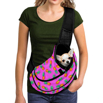 Hot Pink Pineapple Pattern Print Pet Sling Carrier