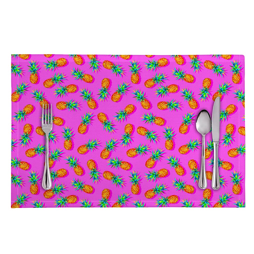Hot Pink Pineapple Pattern Print Placemat