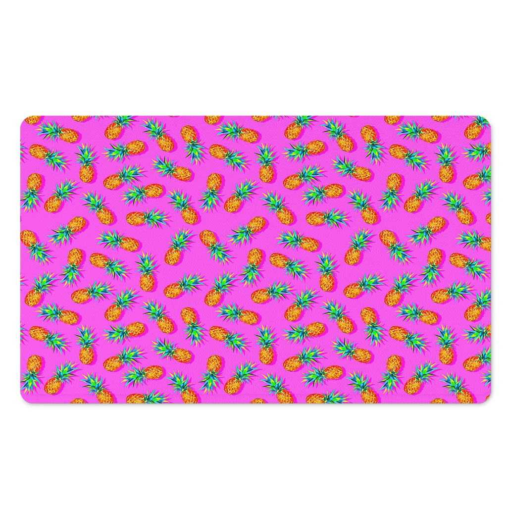 Hot Pink Pineapple Pattern Print Polyester Doormat
