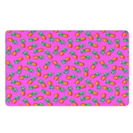 Hot Pink Pineapple Pattern Print Polyester Doormat