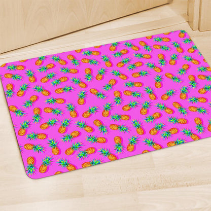 Hot Pink Pineapple Pattern Print Polyester Doormat