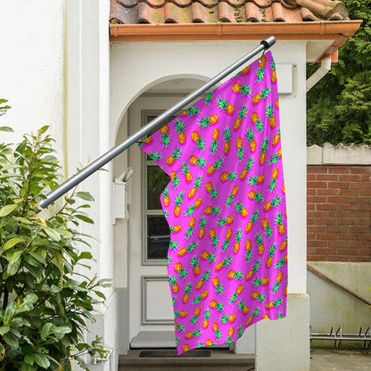 Hot Pink Pineapple Pattern Print Polyester Flag