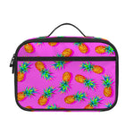 Hot Pink Pineapple Pattern Print Portable Lunch Bag