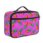 Hot Pink Pineapple Pattern Print Portable Lunch Bag