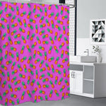 Hot Pink Pineapple Pattern Print Premium Shower Curtain