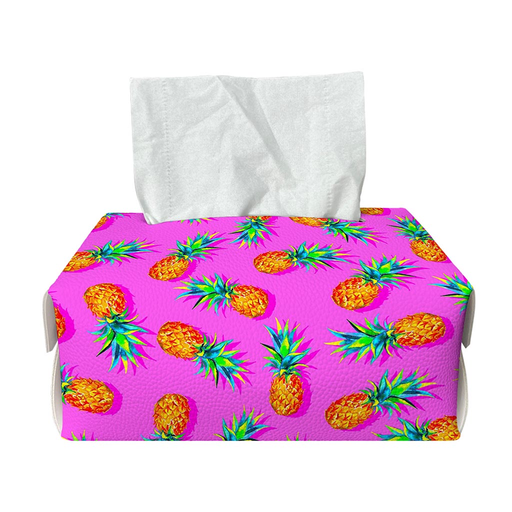 Hot Pink Pineapple Pattern Print Rectangle Tissue Box Cover