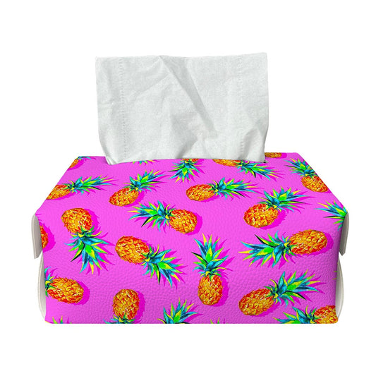 Hot Pink Pineapple Pattern Print Rectangle Tissue Box Cover