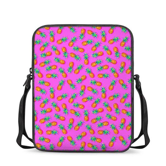 Hot Pink Pineapple Pattern Print Rectangular Crossbody Bag