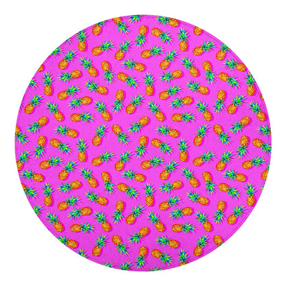 Hot Pink Pineapple Pattern Print Round Blanket