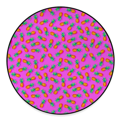 Hot Pink Pineapple Pattern Print Round Floor Mat