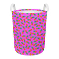 Hot Pink Pineapple Pattern Print Round Laundry Basket