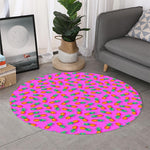 Hot Pink Pineapple Pattern Print Round Rug