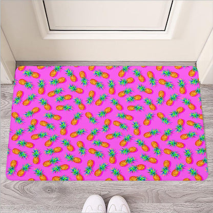 Hot Pink Pineapple Pattern Print Rubber Doormat