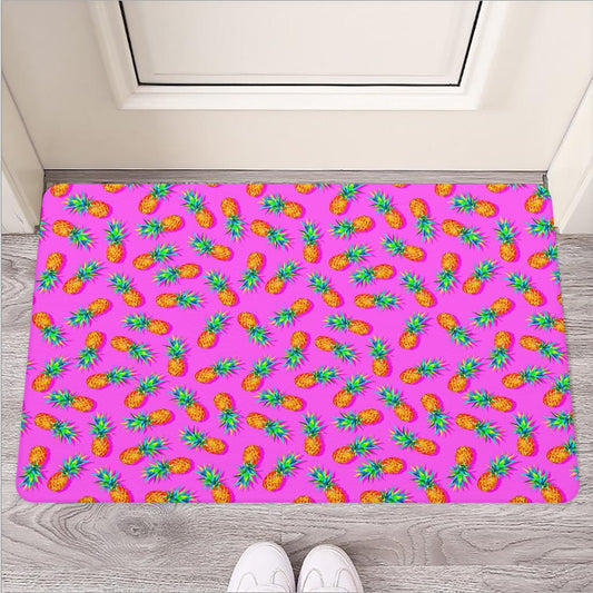 Hot Pink Pineapple Pattern Print Rubber Doormat