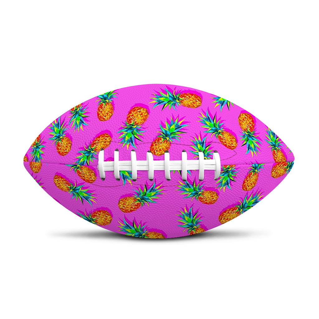 Hot Pink Pineapple Pattern Print Rugby Ball