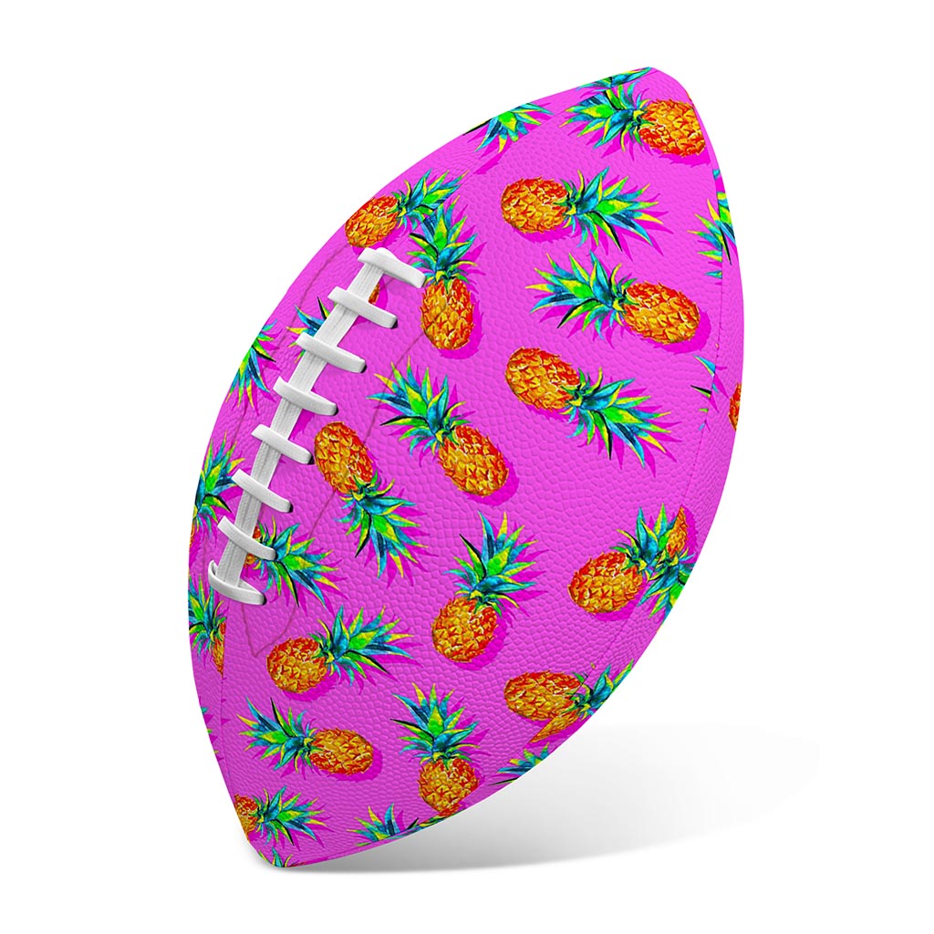 Hot Pink Pineapple Pattern Print Rugby Ball