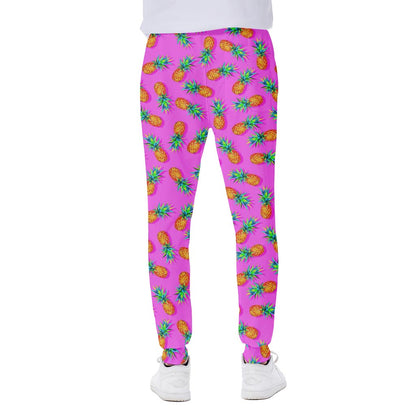 Hot Pink Pineapple Pattern Print Scuba Joggers