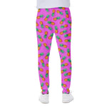 Hot Pink Pineapple Pattern Print Scuba Joggers