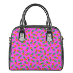 Hot Pink Pineapple Pattern Print Shoulder Handbag