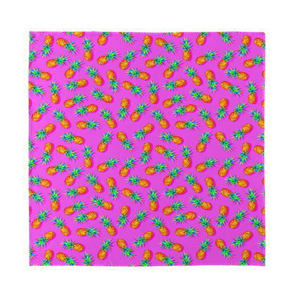 Hot Pink Pineapple Pattern Print Silk Bandana